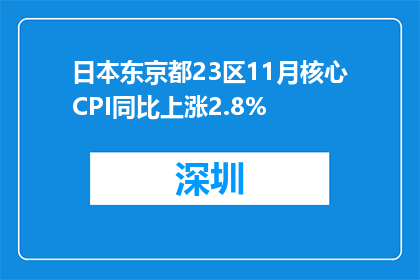 日本东京都23区11月核心CPI同比上涨2.8%