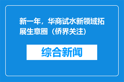新一年，华商试水新领域拓展生意圈（侨界关注）