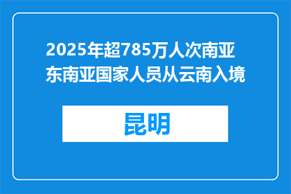 2025年超785万人次南亚东南亚国家人员从云南入境